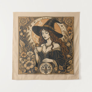 Vintage Witch Tea Time Tapestry