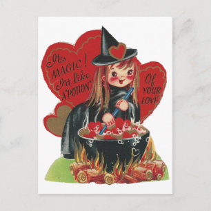 Vintage "Witch" Valentine Holiday Postcard