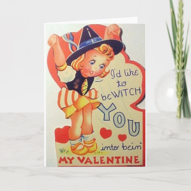 Vintage Witch Valentine's Day Greeting Card (Front)