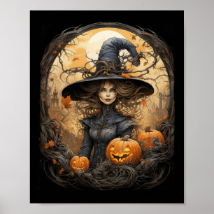 Vintage Witchcraft Wiccan Gothic Witchy Halloween  Poster