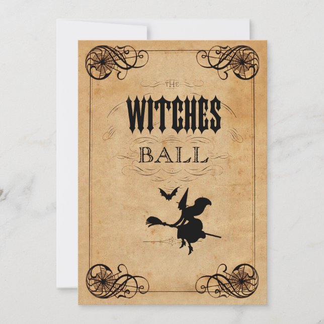 Vintage Witches Ball 80th Birthday Double Sided Invitation (Front)