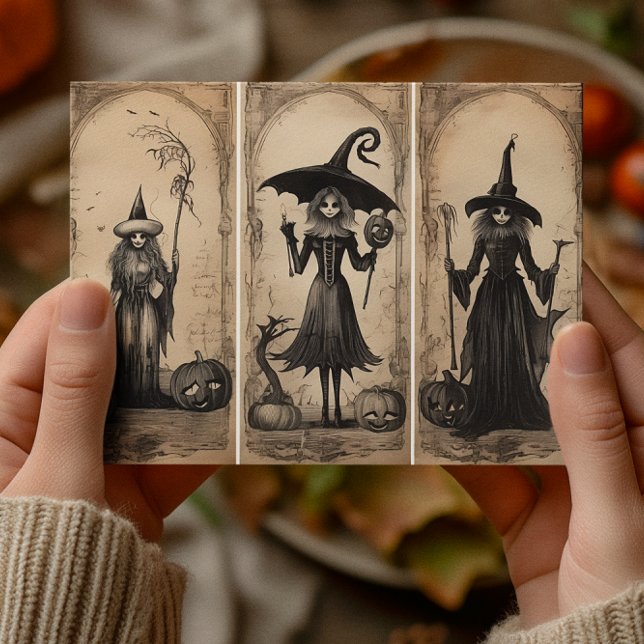 Vintage Witches Old Halloween Decoupage  Postcard (Creator Uploaded)