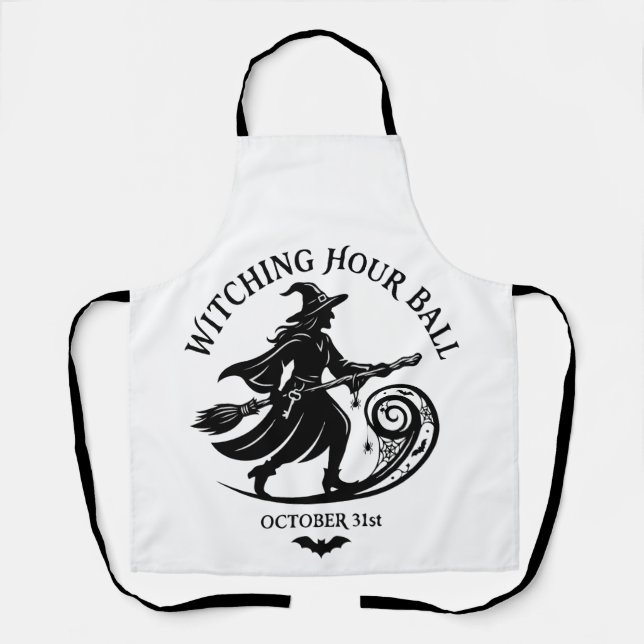 Vintage Witching Hour Ball Halloween Apron (Front)
