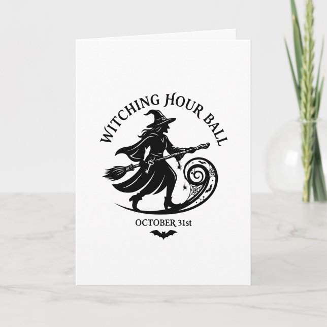 Vintage Witching Hour Ball Halloween Card (Front)