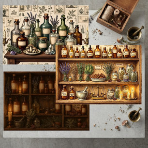Vintage Witch's Apothecary Renaissance Pharmacy Wrapping Paper Sheet