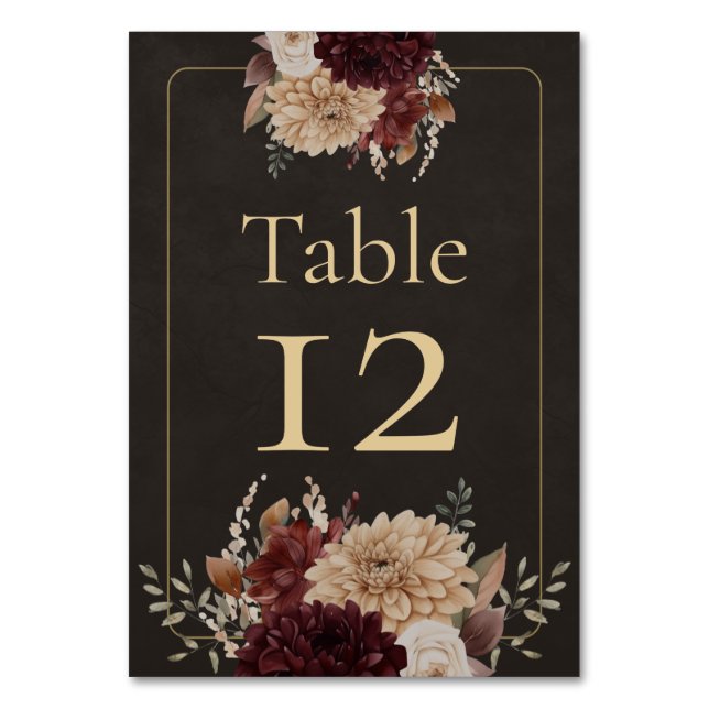 Vintage Witchy Floral Wedding Table Number (Front)