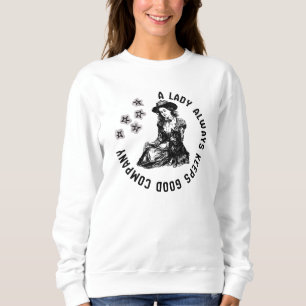 Vintage Witchy Lady and Dog Illustration Sweatshirt