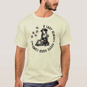 Vintage Witchy Lady and Dog Illustration T-Shirt
