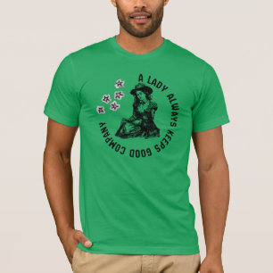 Vintage Witchy Lady and Dog Illustration T-Shirt