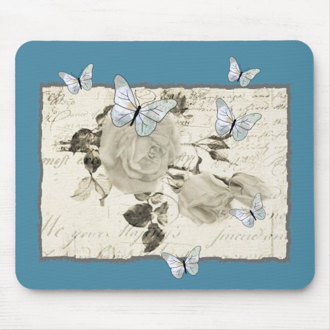 Vintage with butterflies mouse pad (Front)