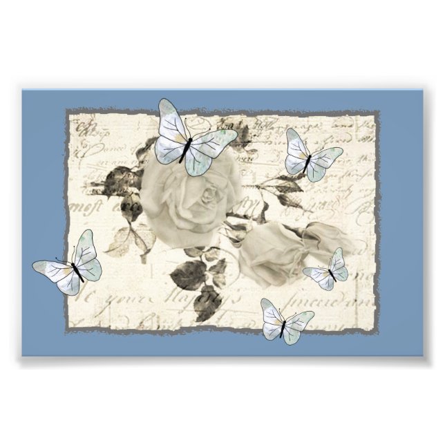 Vintage with butterflies photo print (Front)