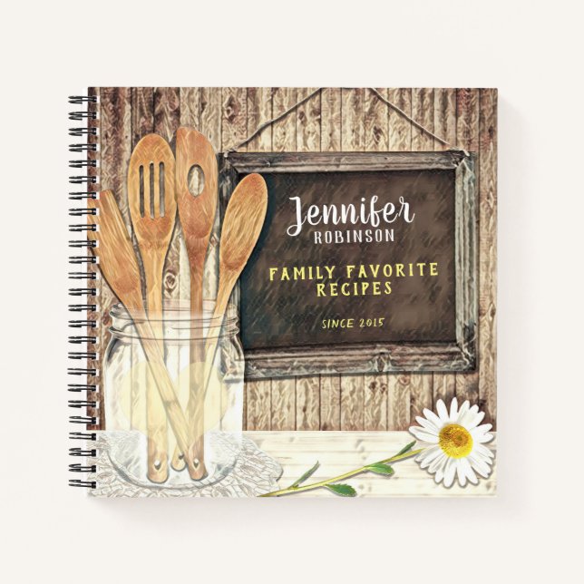 Vintage with Mason Jar Cookbook Design Notebook (Front)
