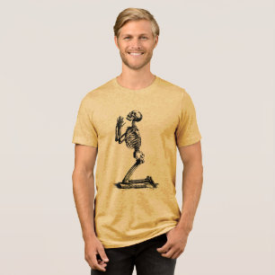 Vintage Witty Charm - Praying Skeleton  Tri-Blend Shirt