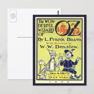 Vintage Wizard of Oz Book Cover Art, Title Page Postcard