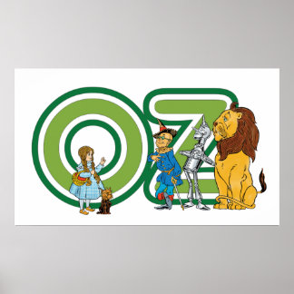 Vintage Wizard of Oz Characters and Text Letters Poster
