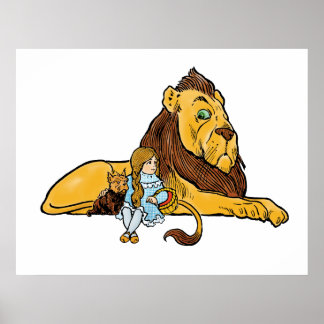 Vintage Wizard of Oz, Dorothy and Toto with Lion Poster