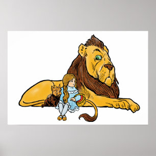 Vintage Wizard of Oz, Dorothy and Toto with Lion Poster