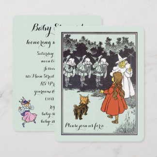 Vintage Wizard of Oz Dorothy Munchkins Baby Shower Invitation