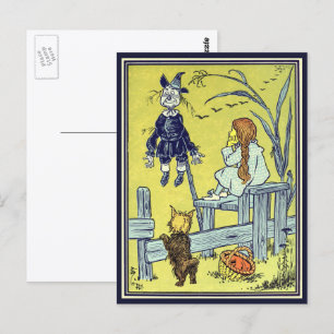 Vintage Wizard of Oz, Dorothy Toto Meet Scarecrow Postcard