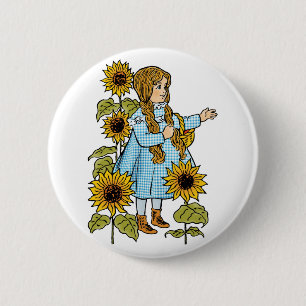 Vintage Wizard of Oz Fairy Tale Dorothy Sunflowers 6 Cm Round Badge