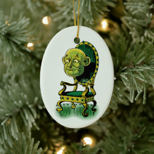 Vintage Wizard of Oz, Grumpy Wizard Emerald Throne Ceramic Tree Decoration