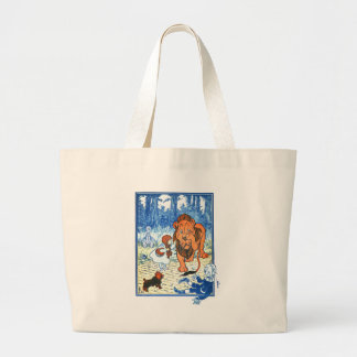 Vintage Wizard of Oz Illustration - Dorothy & Lion Large Tote Bag