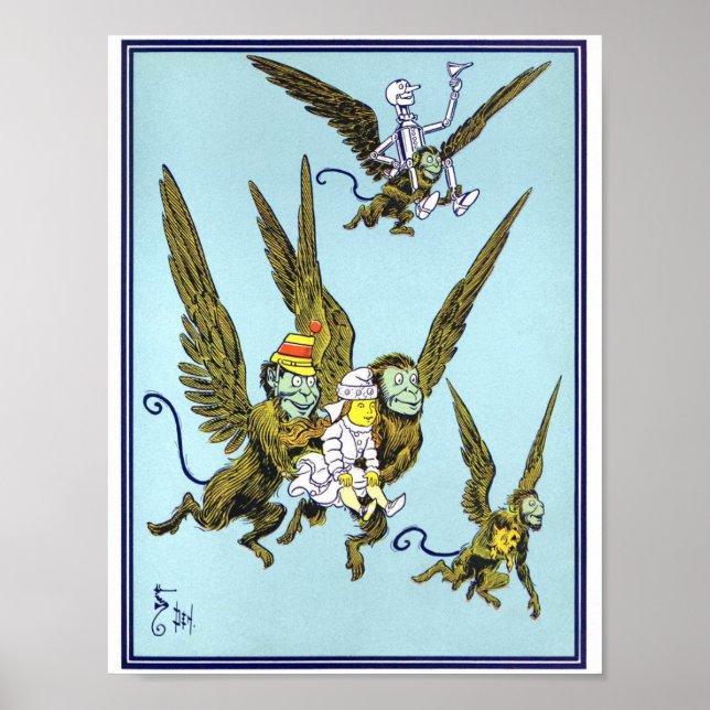 Vintage Wizard of Oz Illustration Poster (Front)