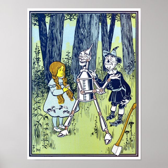 Vintage Wizard of Oz Illustration Poster (Front)