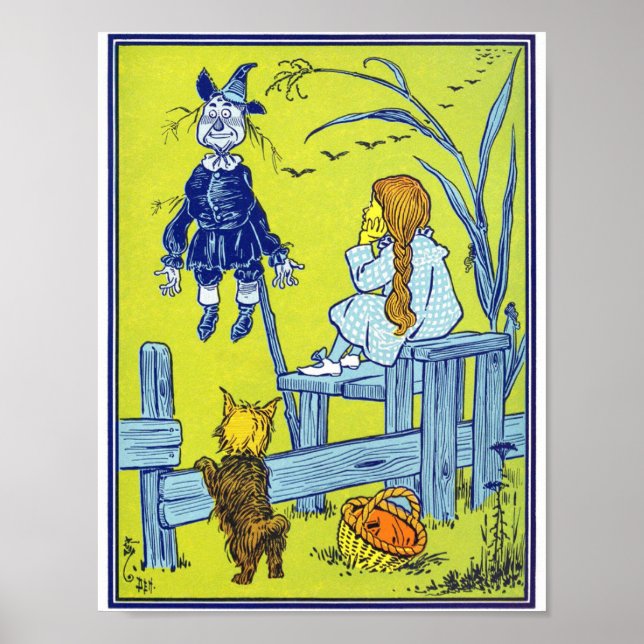 Vintage Wizard of Oz Illustration Poster (Front)