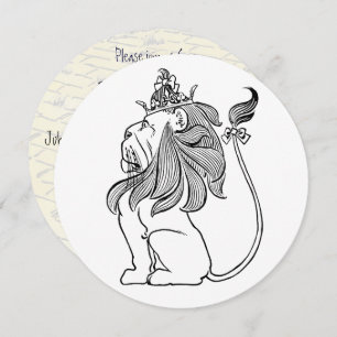 Vintage Wizard of Oz Lion, Child Birthday Party Invitation