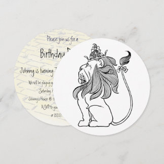 Vintage Wizard of Oz Lion, Child Birthday Party Invitation