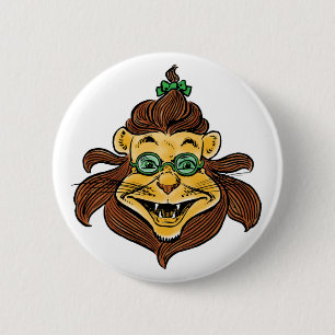 Vintage Wizard of Oz, Lion Wearing Green Glasses 6 Cm Round Badge