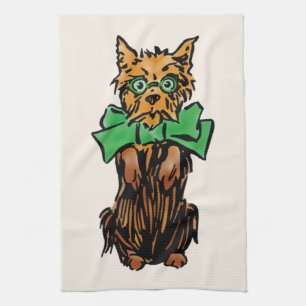 Vintage Wizard of Oz Toto Dog with Green Bow Tea Towel