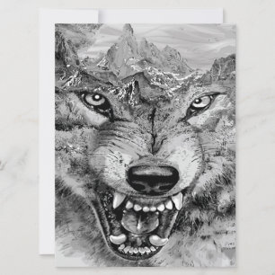 Vintage Wolf Canvas    Unique gift idea 