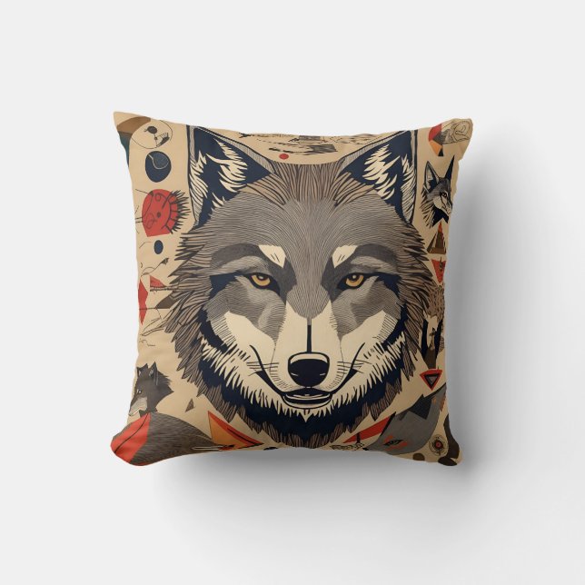 vintage wolf  cushion (Front)