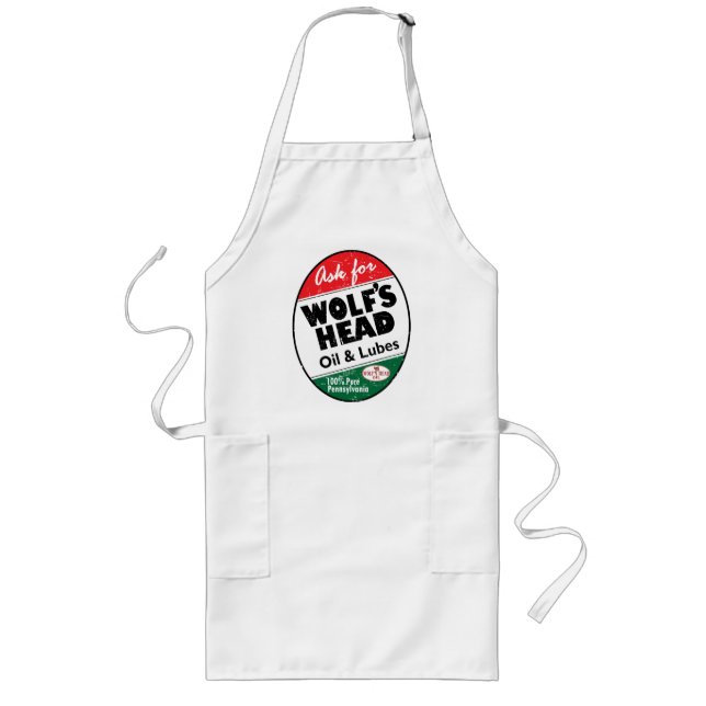 Vintage Wolfs Head distressed sign Long Apron (Front)
