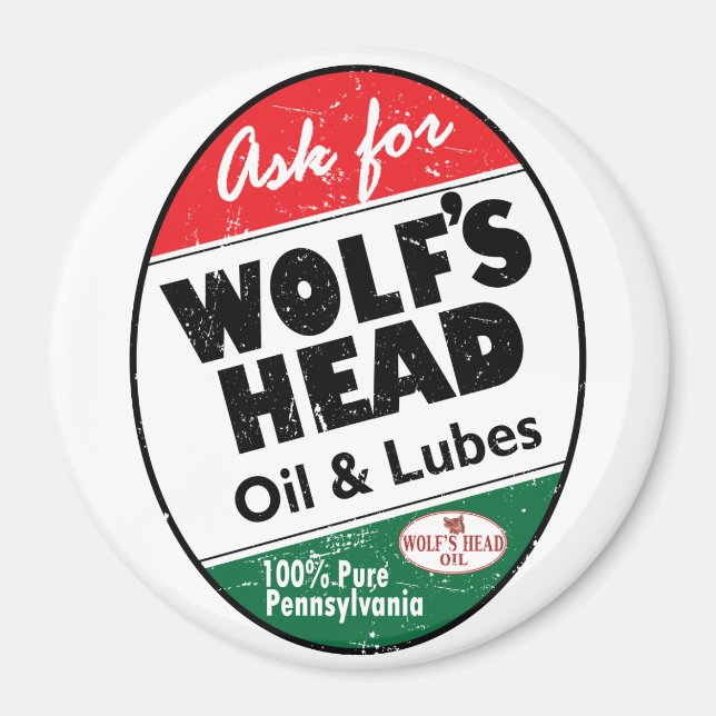 Vintage Wolfs Head distressed sign Magnet (Front)