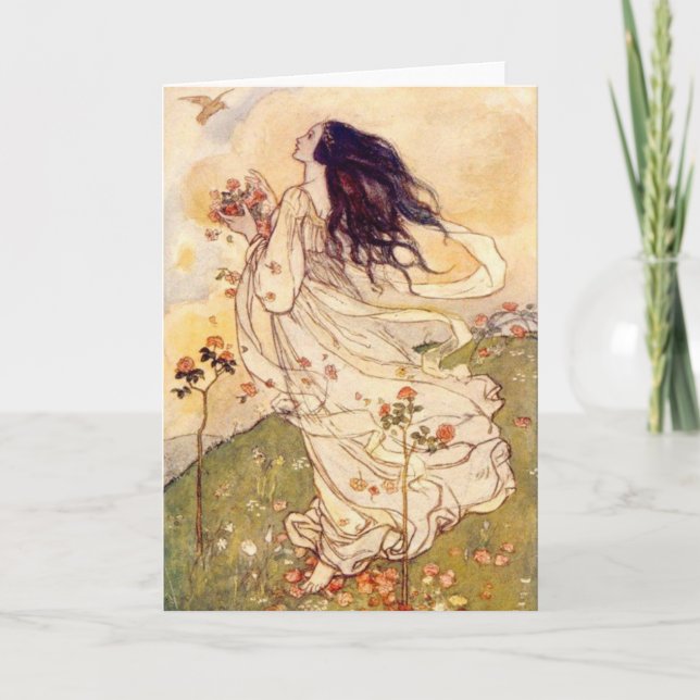 Vintage - Woman and a Bird, Card (Front)