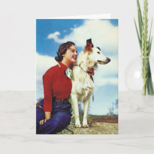 Vintage Woman and Dog, Mother's Day Card