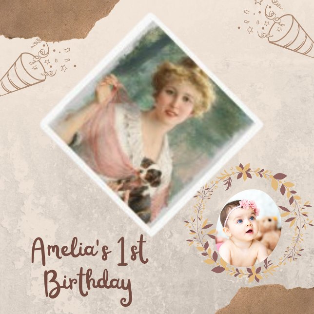 Vintage Woman Art Collage Digital Party Napkin (Creator Uploaded)