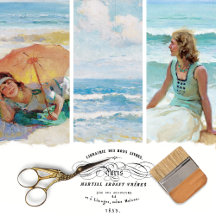Vintage Woman Beach Decoupage Wrapping Paper