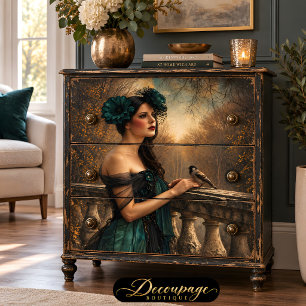 Vintage Woman Bird Portrait Decoupage Tissue Paper