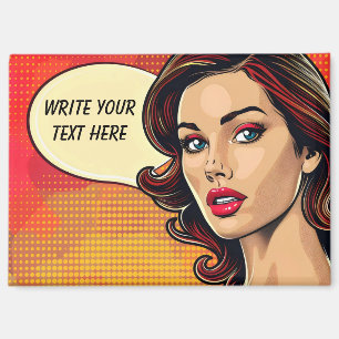 Vintage Woman Customisable Text Magnet