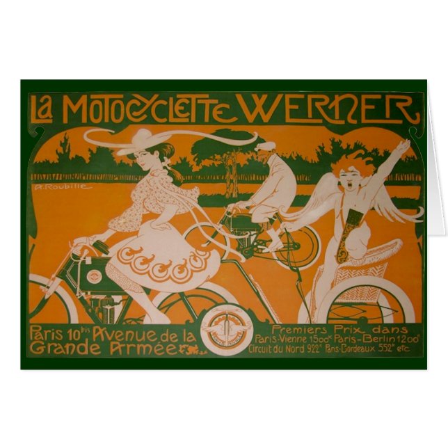 Vintage Woman Cycling with Cupid (Front Horizontal)