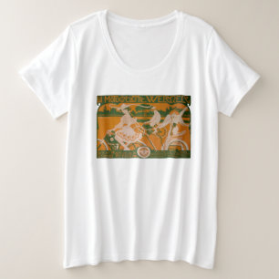 Vintage Woman Cycling with Cupid T-Shirt Plus Size T-Shirt