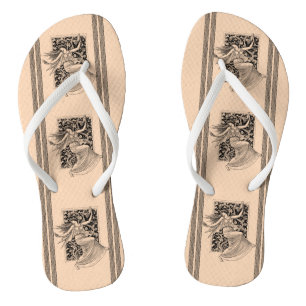 Vintage Woman Dancing Flip Flops