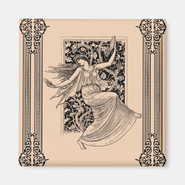 Vintage Woman Dancing Fridge Magnet (Front)