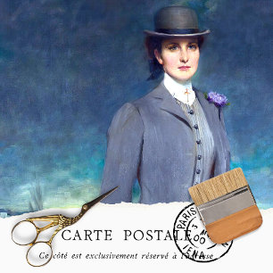 Vintage Woman Dog Rustic Texture Tissue Paper