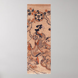 Vintage Woman Drawing Dekishima Hanya Seated Two-T Poster