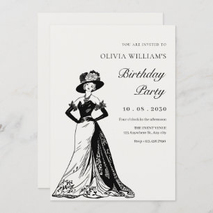 Vintage woman dress elegant invitation